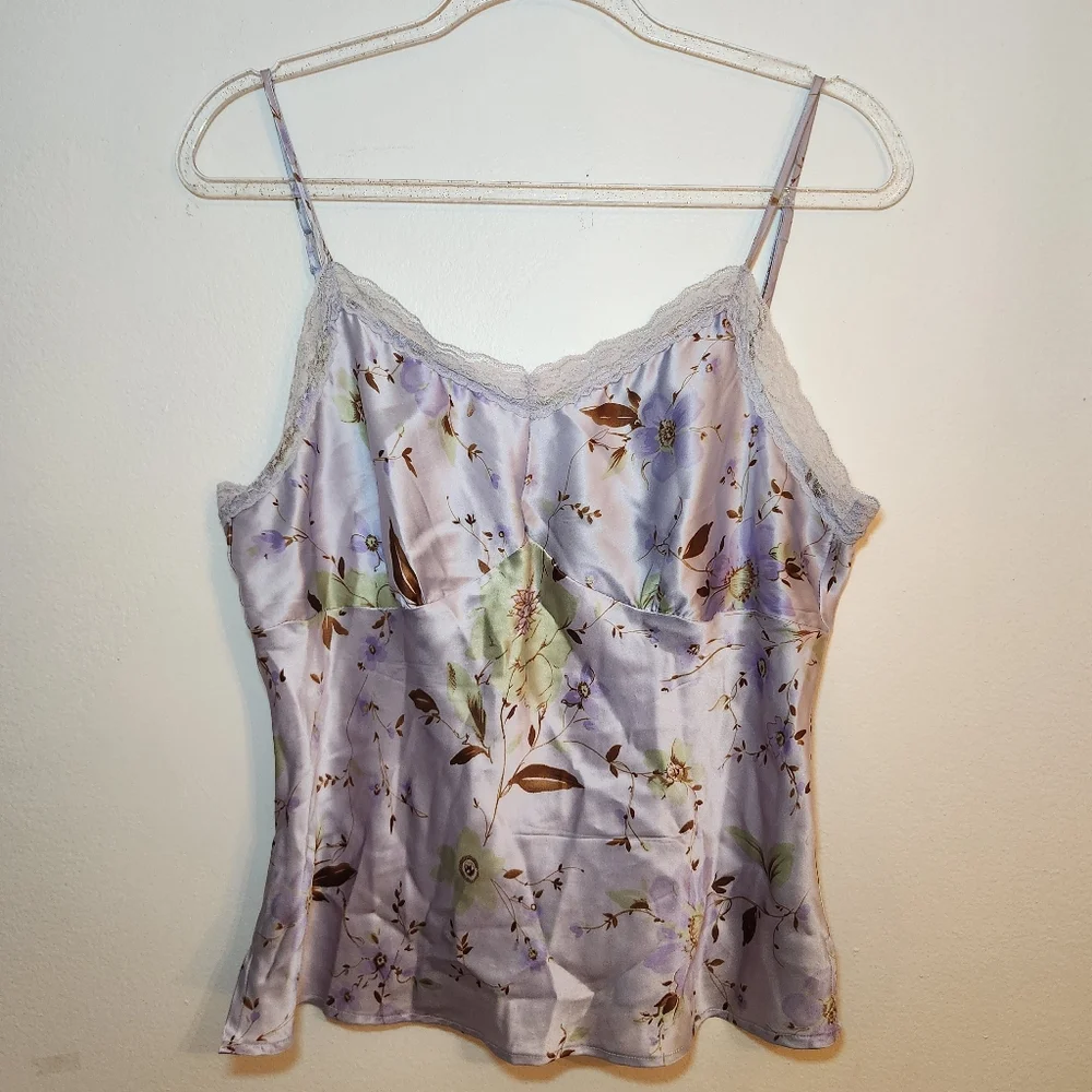 Y2K Silk Cami Tank Floral Size Large